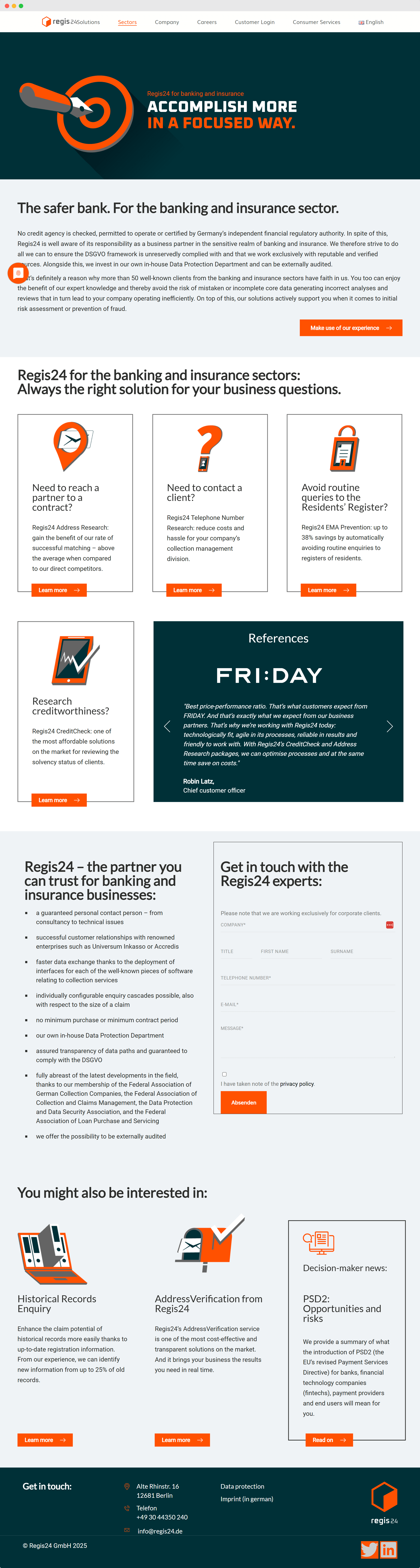 Regis24 Bank service