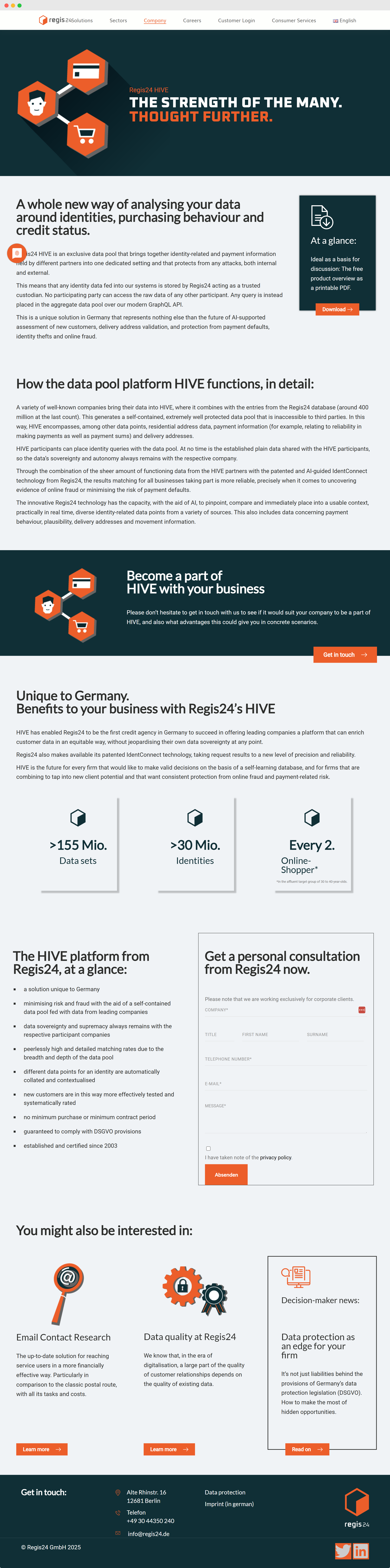 Regis24 Hive service